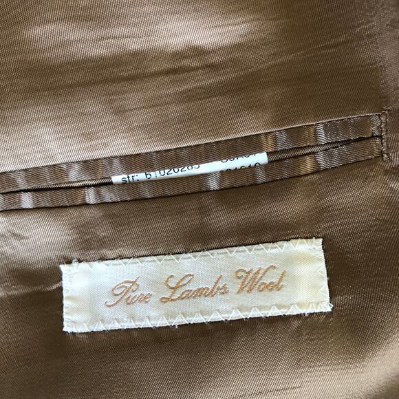 Vintage 90s Lord West Lambswool Sport Coat 42R Brown Tweed Blazer Made in Israel - Picture 10 of 13